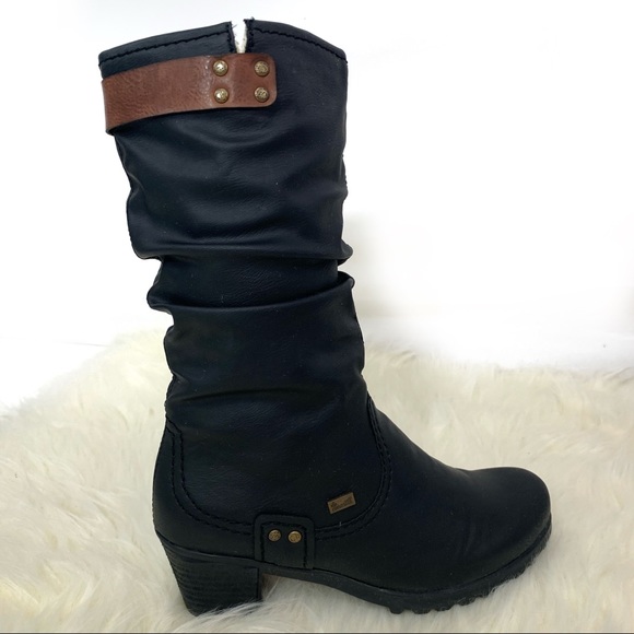 Rieker Shoes - Rieker Antistress eagle black block heeled boots